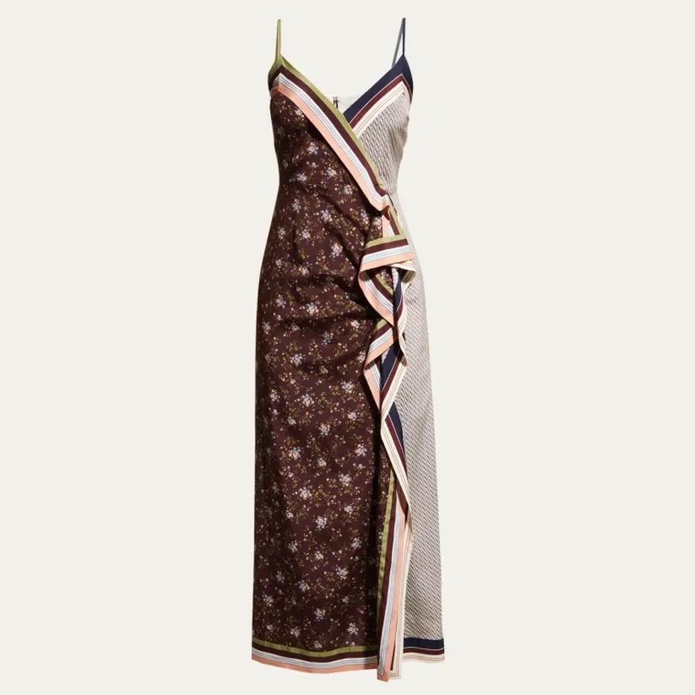 NWT Veronica Beard Marga Multi Color Midi Faux Wrap Dress Size 2